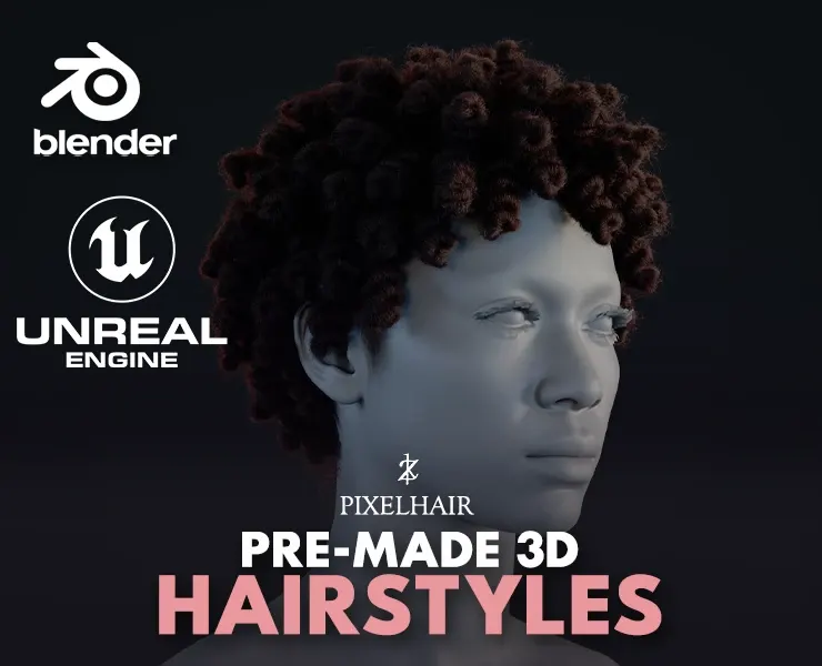 PixelHair Hairstyle - Dreads Knots 002 (Hair for blender/ unreal engine / metahuman) Afro hair | Kinky hair | 4c Hair | African / African American Hair