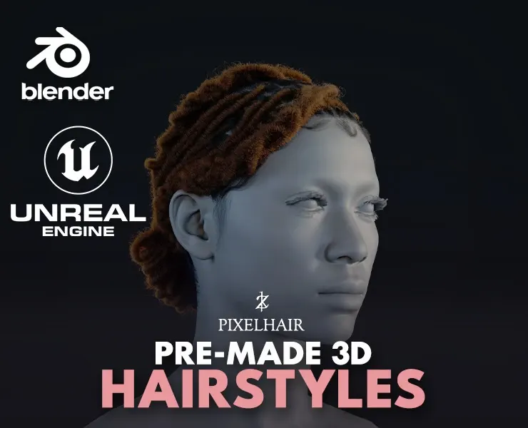PixelHair Hairstyle - Dreads 008 (Hair for blender/ unreal engine / metahuman) Afro hair | Kinky hair | 4c Hair | African / African American Hair