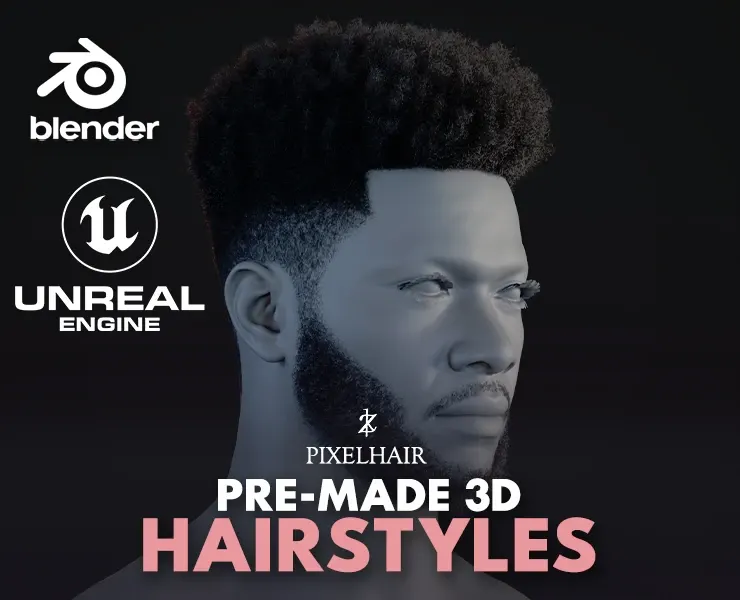 PixelHair Hairstyle - Afro 005 (Hair for blender/ unreal engine / metahuman) Afro hair | Kinky hair | 4c Hair | African / African American Hair