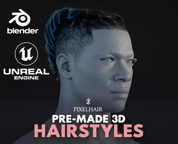 PixelHair Hairstyle - Fade 018 (Hair for blender/ unreal engine / metahuman) Afro hair | Kinky hair | 4c Hair | African / African American Hair