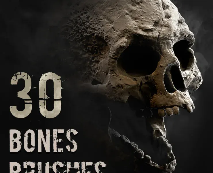 Zbrush + Blender | 30 Bone detailing Brushes + Alphas