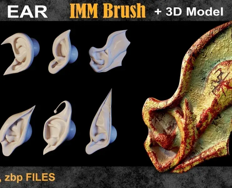 50 Ear IMM Brush + 3d model vol 01