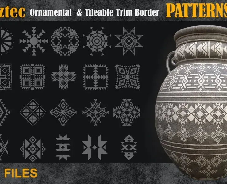 1200 Aztec Ornamental & Tileable Trim Border Patterns vol8