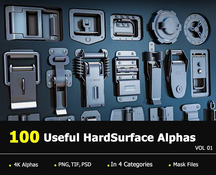 100 Useful HardSurface Alphas_Vol 01