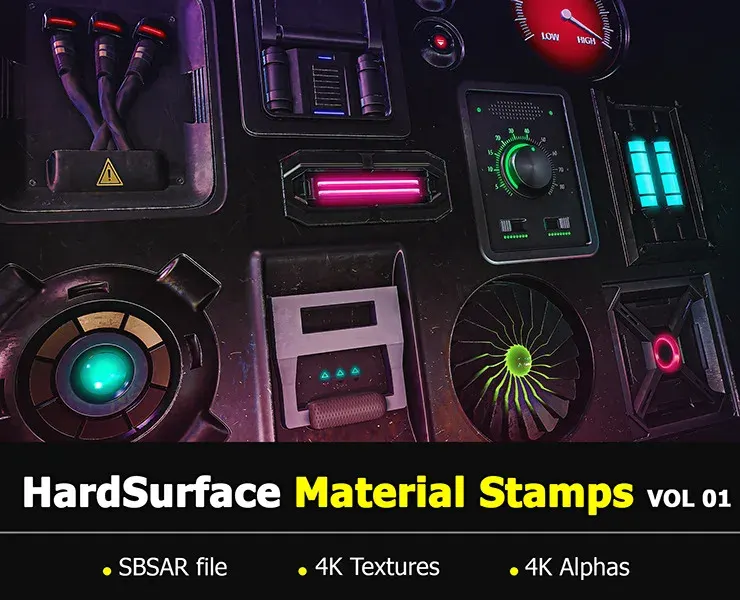 15 HardSurface Material Stamps - VOL 01