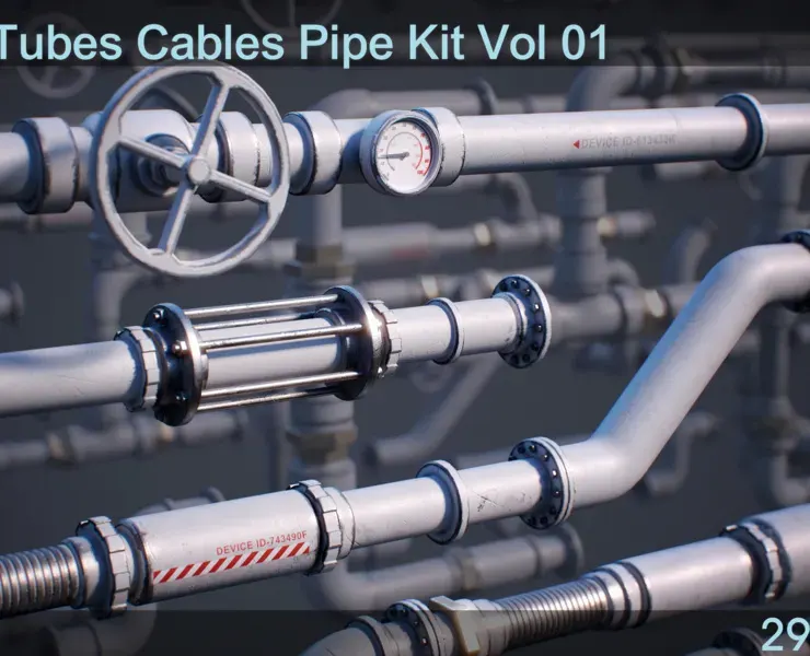 Sci-Fi Tubes Cables Pipe Kit Vol 01-PBR
