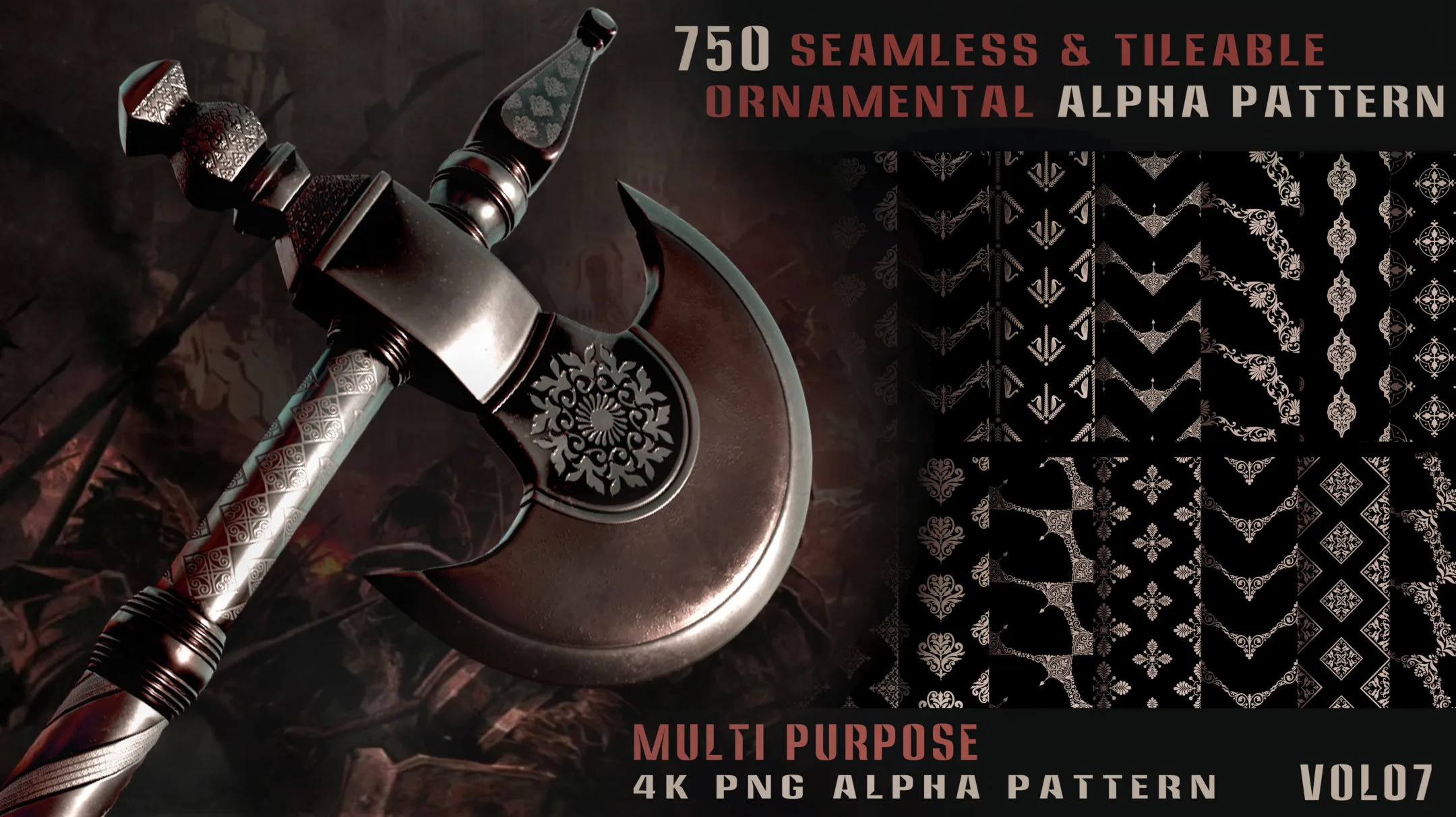 750 seamless and tileable ornamental alpha pattern-Vol07