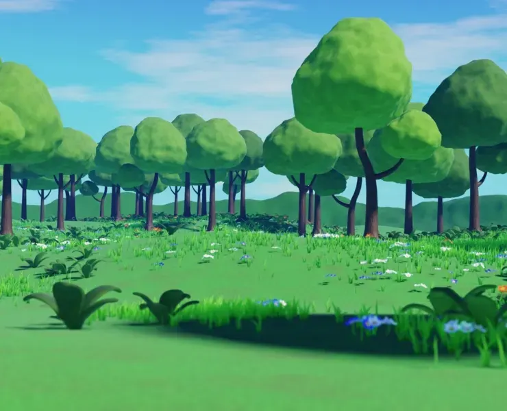 Stylized Animated Forest Meadow - Blender