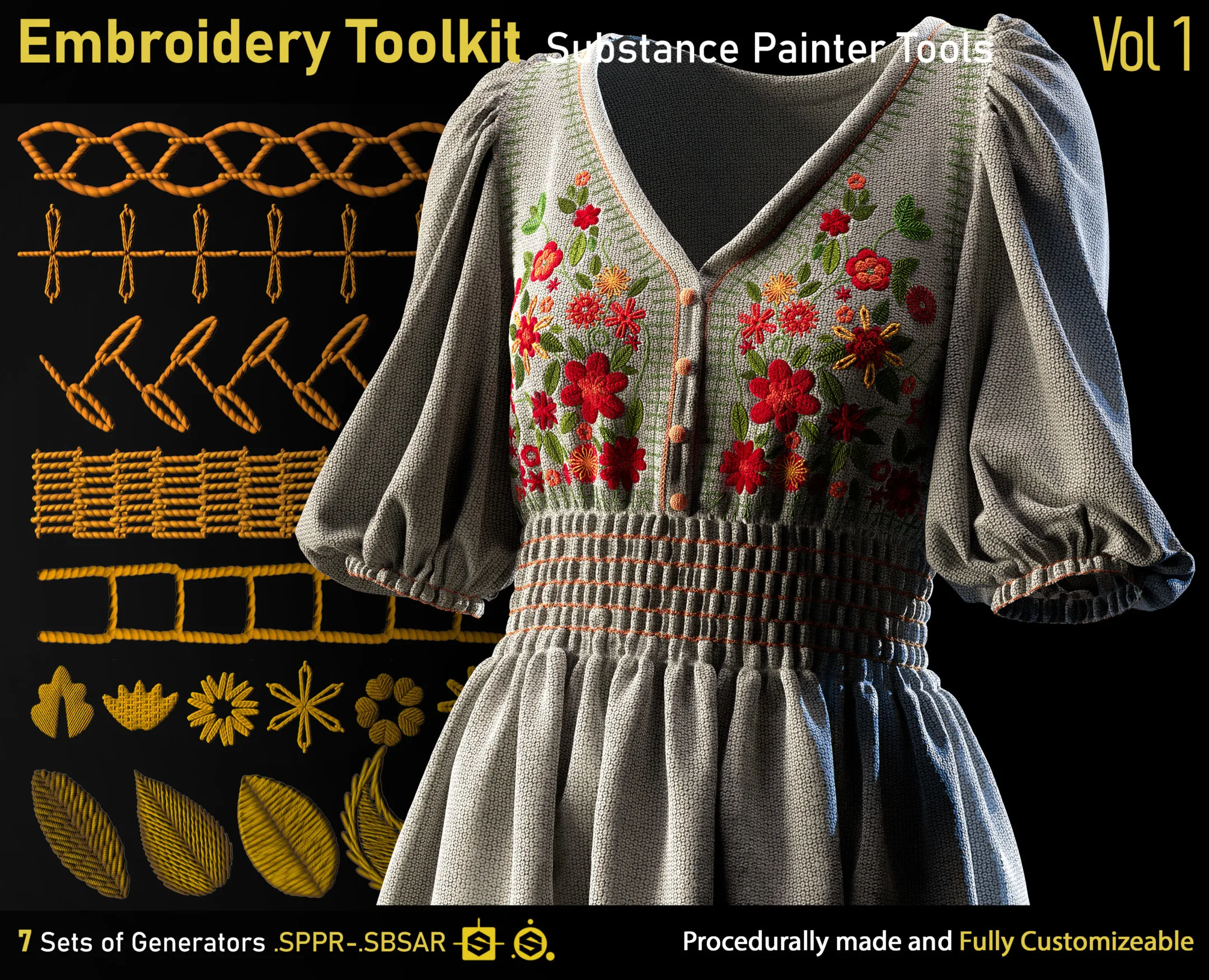 Embroidery Toolkit-Substance Painter tools-Vol1-sppr-sbsar