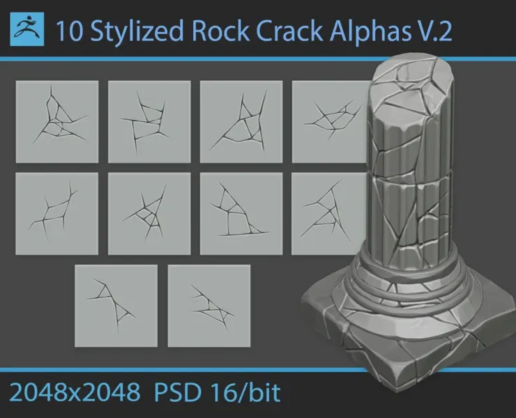 Stylized Rock Cracks Alphas V.2