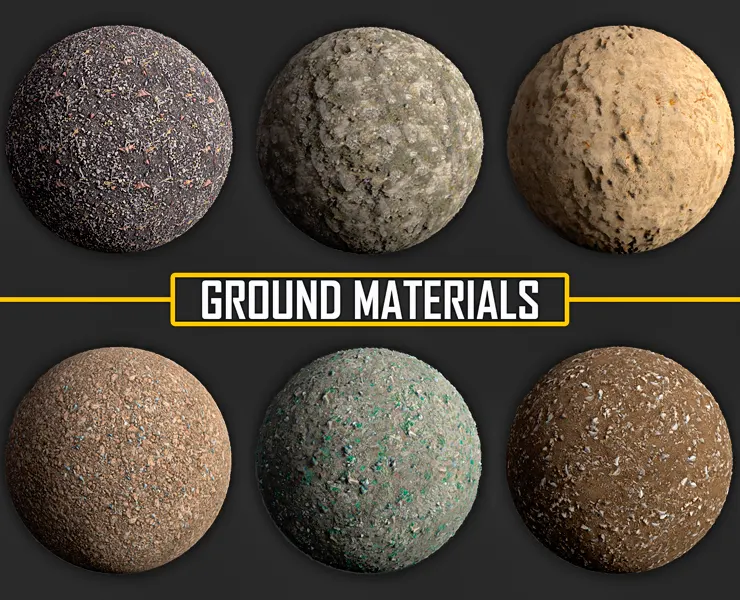 20 Ground Materials & Textures (SBSAR, PNG, 2K)