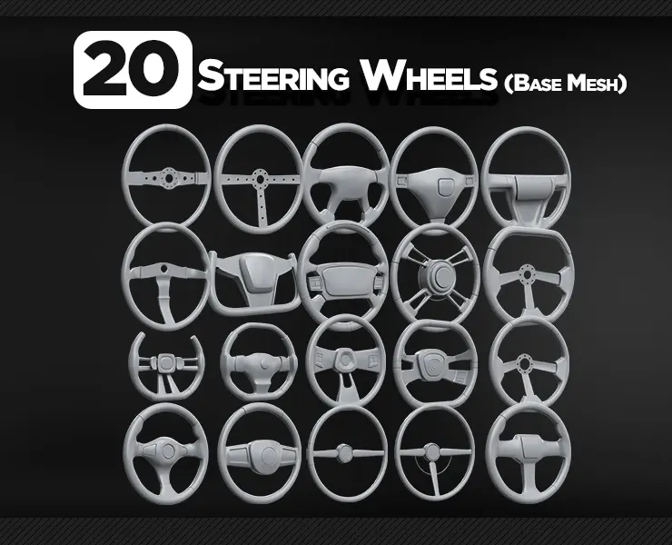 20 Steering Wheels - Base Mesh