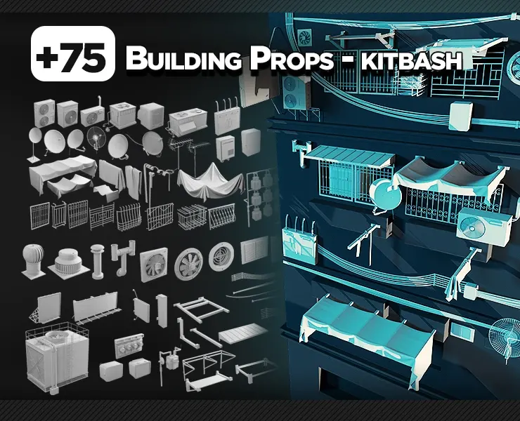 +75 Building Props - KITBASH - VOL 06