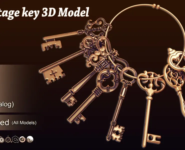 60 Vintage key 3D Model vol 3