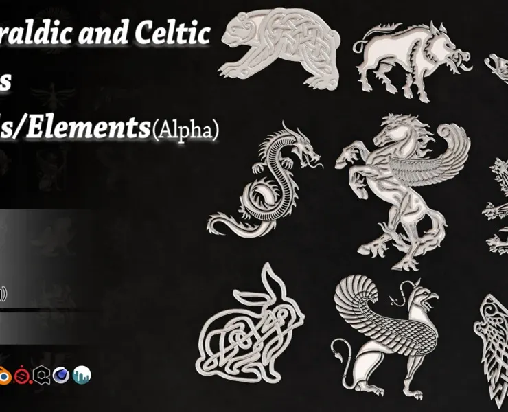 130 Heraldic and Celtic Animals Symbol/Element V2