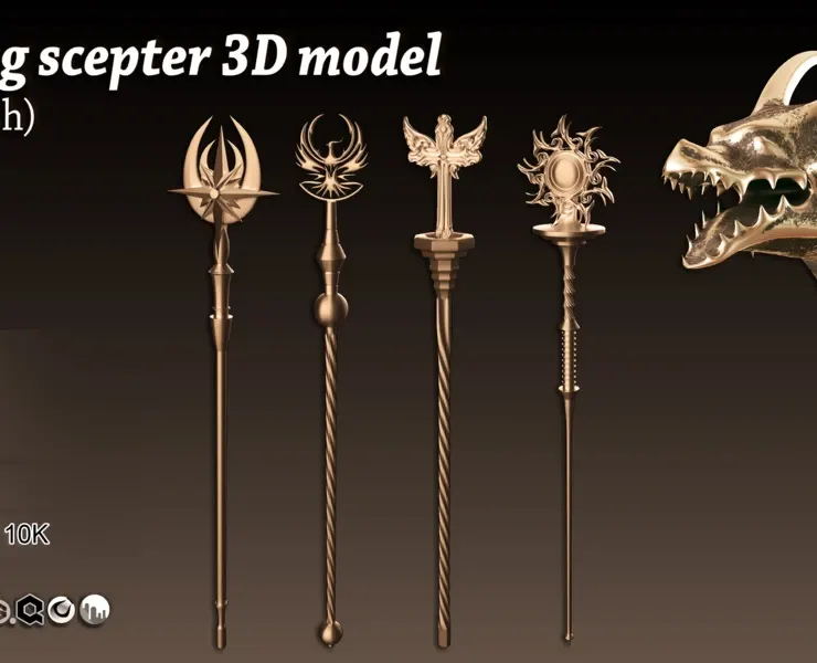 20 King Scepter 3D Model (Basemesh)