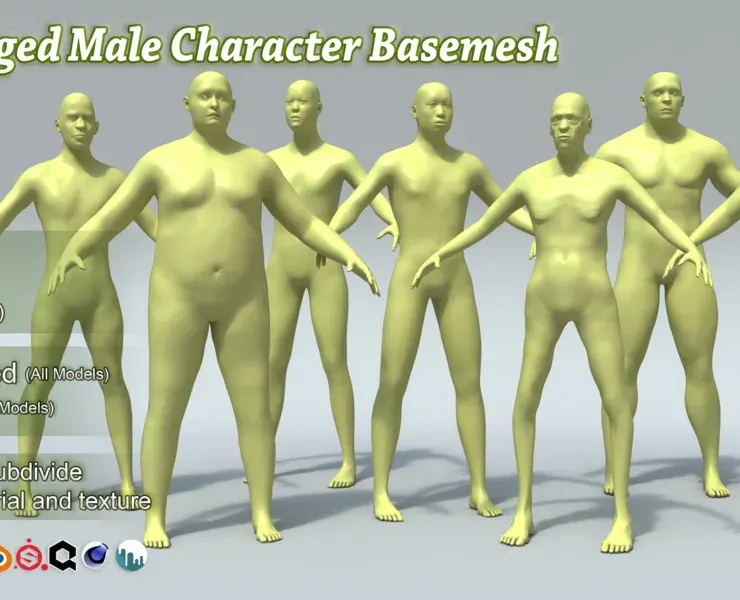 15 Rigged Male Character Basemesh