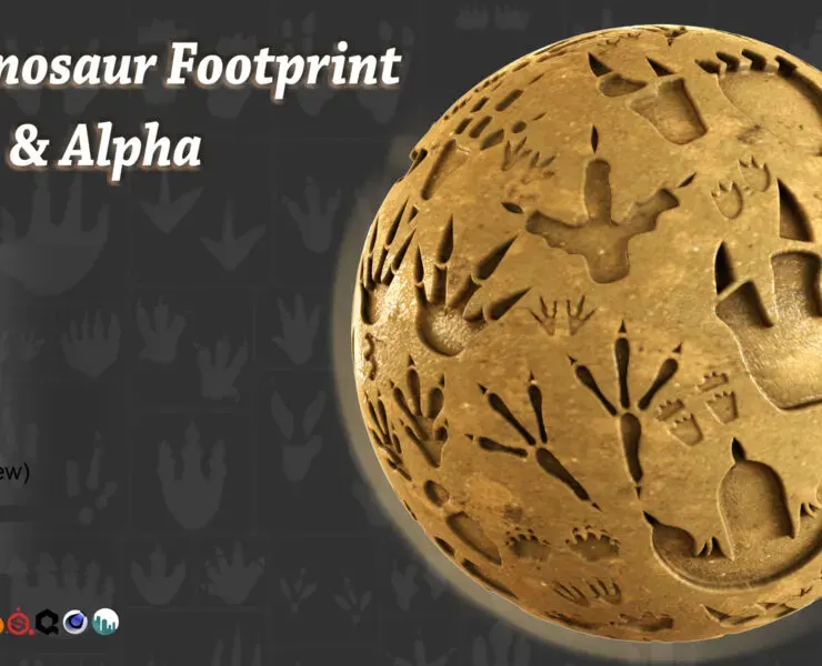 80 Dinosaur Footprint Brush & Alpha