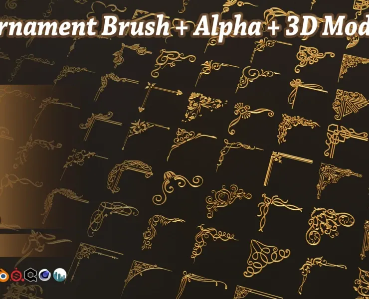 230 Ornament Brush + Alphas + 3D model vol 3 .