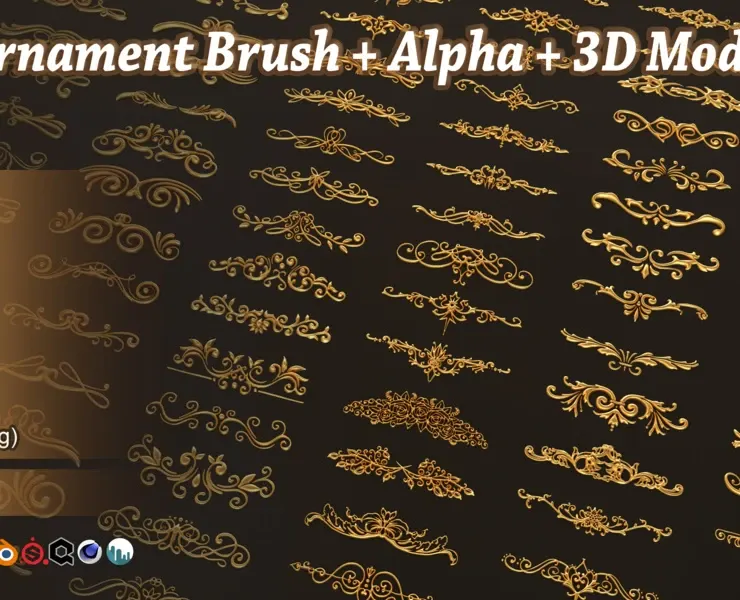 150 Ornament Brush + Alphas + 3D model vol 2 .