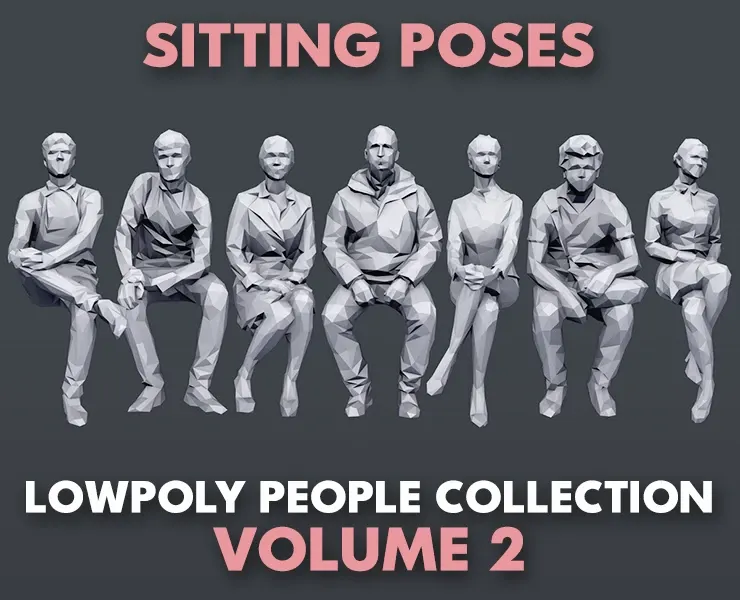 Lowpoly People Casual Sitting Pack Volume 2