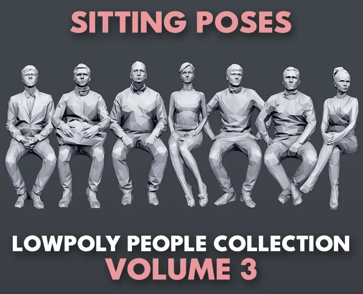 Lowpoly People Casual Sitting Pack Volume 3