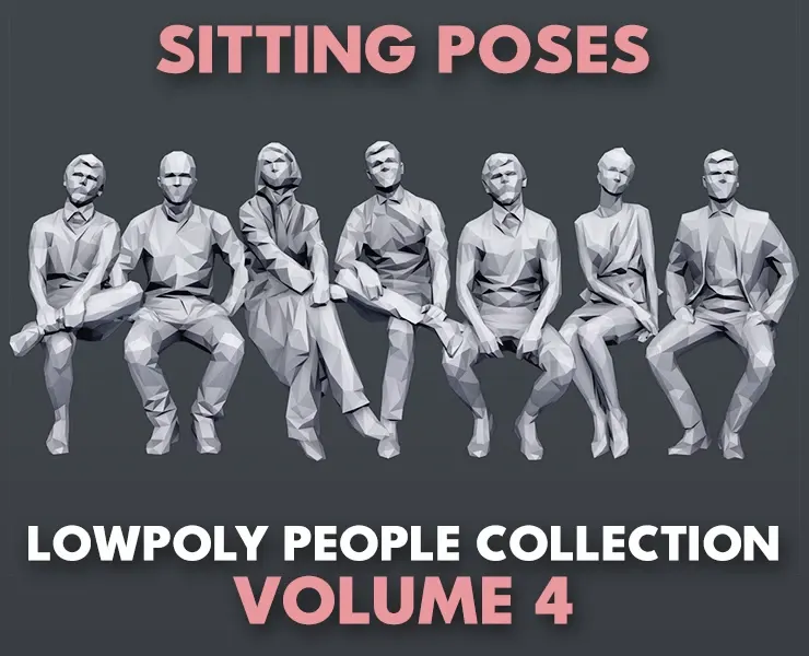 Lowpoly People Casual Sitting Pack Volume 4