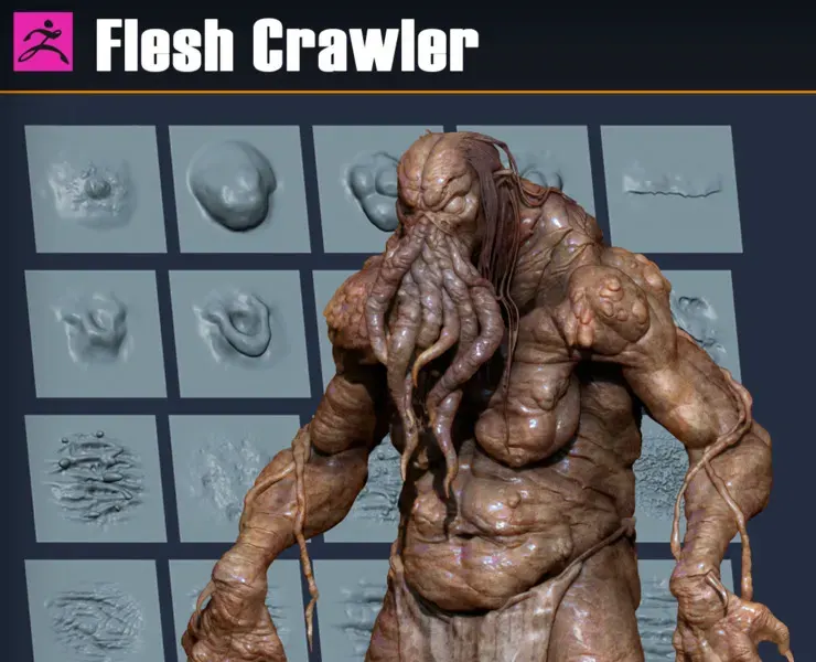 Flesh Crawler | 20 Organic VDM Brushes for Zbrush