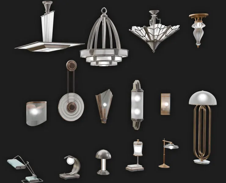 Art Deco Lamps - 3D Asset Pack