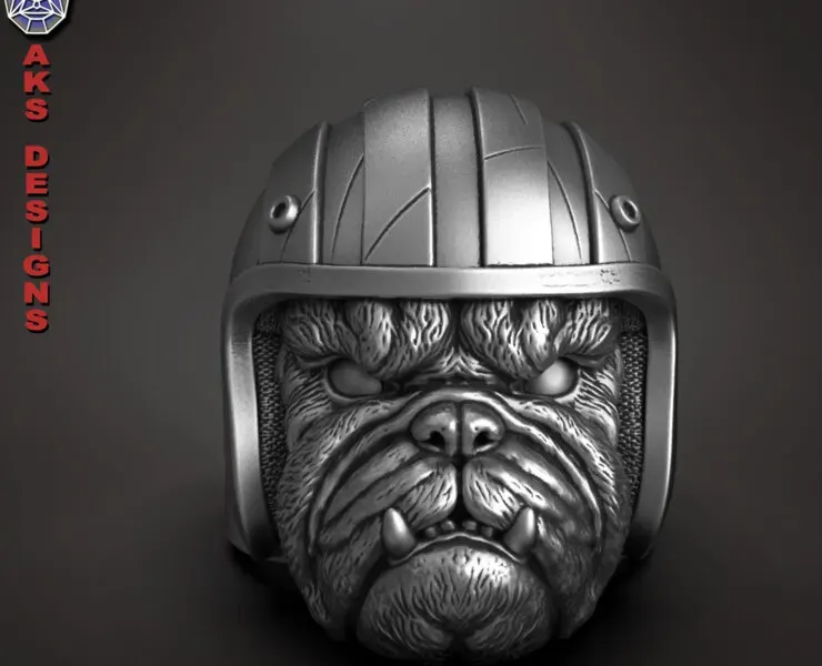 Bulldog Biker Version 1 Ring 3D Print Stl File