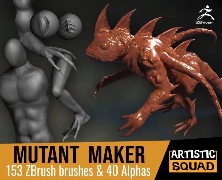 Mutant Maker 153 ZBrush brushes and 40 alphas