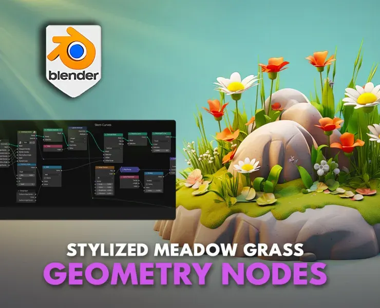 Blender 4 Grass & Flowers Procedural Geometry Node