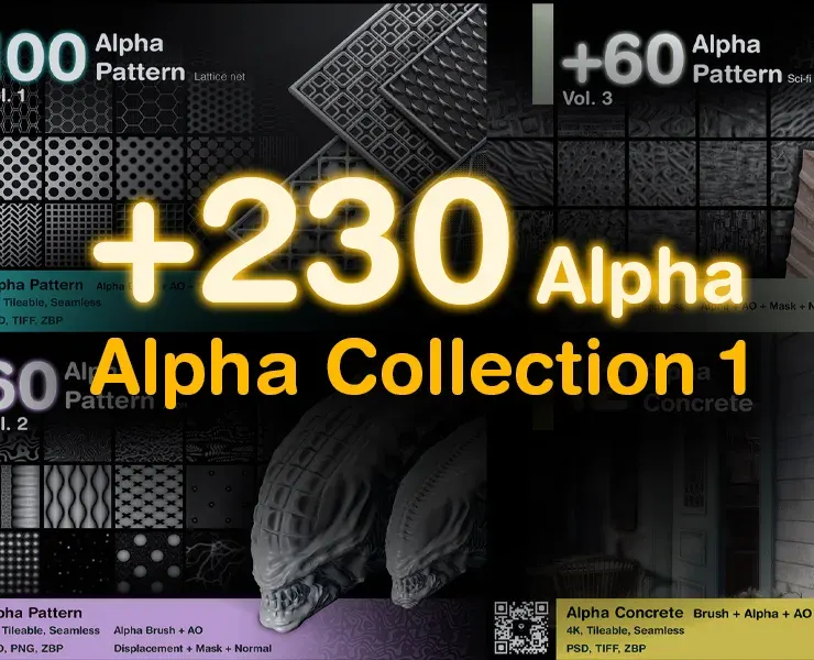 A collection of 4 Alpha products (lattice net-alien-scifi-concrete)