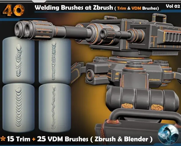 40 Welding Brushes at Zbrush ( Trim & VDM Brushes) Vol 02