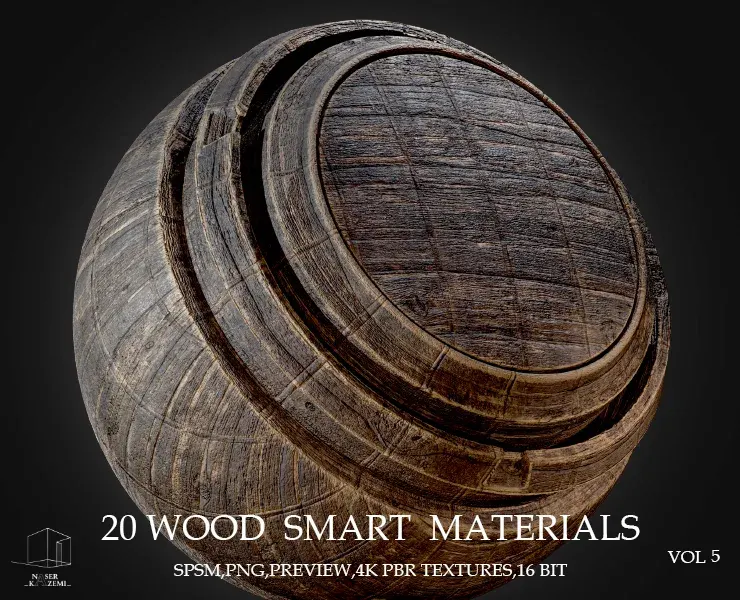 20 WOOD SMART MATERIALS & PBR TEXTURES-VOL 5