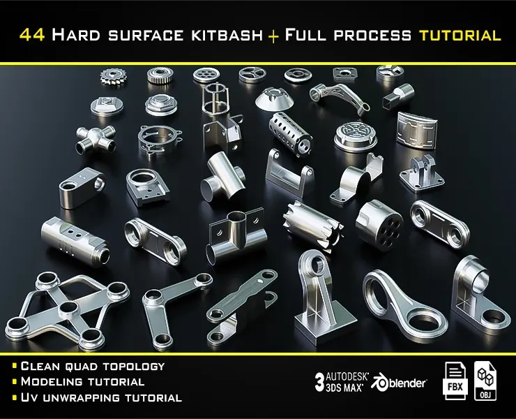 44 Hard surface kitbash + Full Process Tutorial