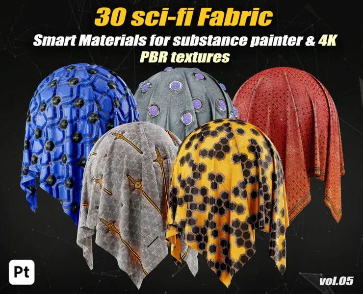 30 SCI FI Fabric Smart Materials For Substance Painter & 4K PBR Textures_Vol05