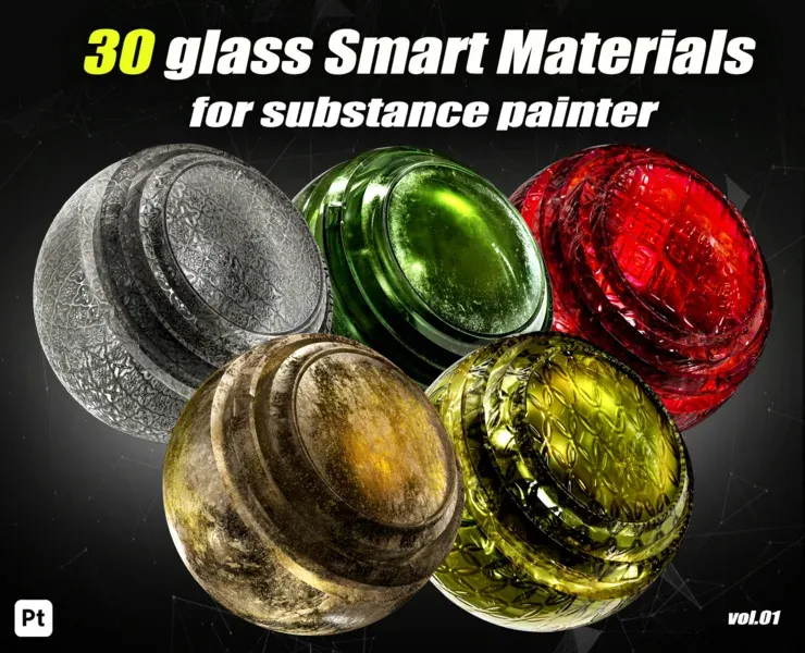 30 Glass Smart Materials For Substance Painter_vol01