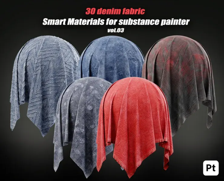 30 Denim Fabric Smart Materials For Substance Painter_VOL03