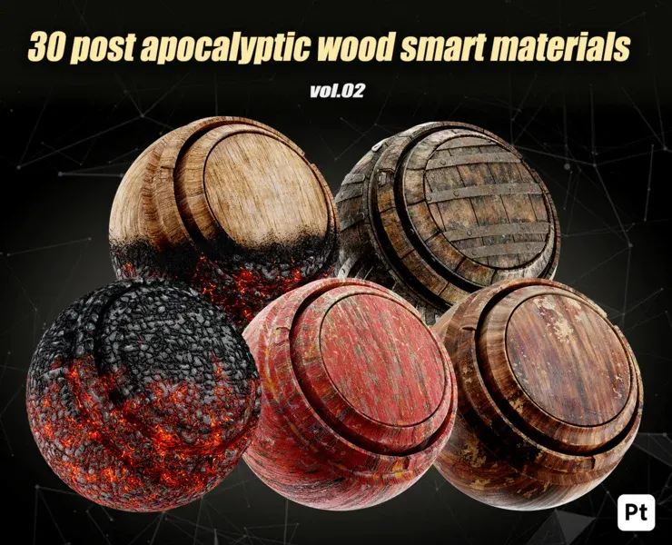 30 Post Apocalyptic wood Smart Materials For Substance Painter_VOL02