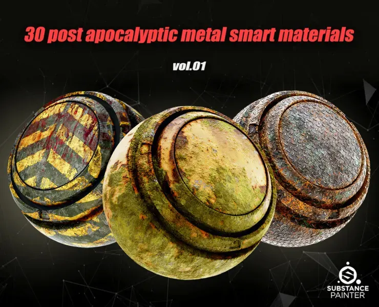 30 Post Apocalyptic Metal Smart Materials For Substance Painter_VOL01