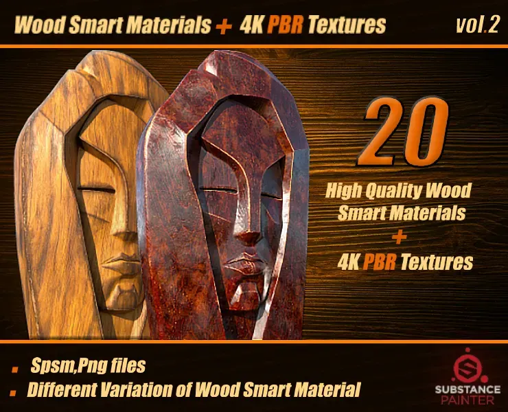 20 High Quality Wood Smart Material Bundle + 4k PBR Textures_VOL.02