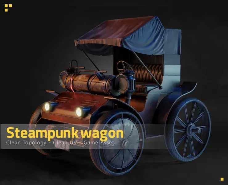 Steampunk Wagon-Game Asset