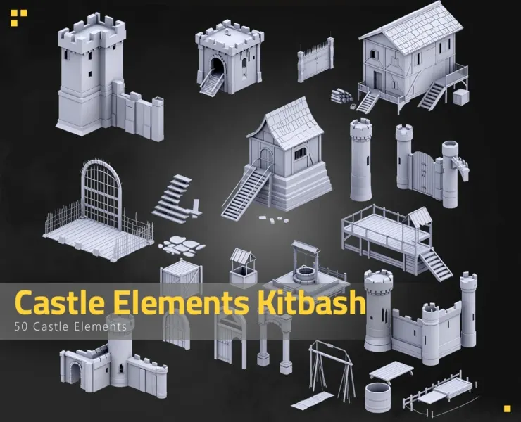 50 Castle Elements Kitbash