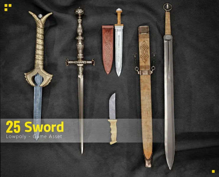 25 Sword Game Asset + 7 Free Smart Material