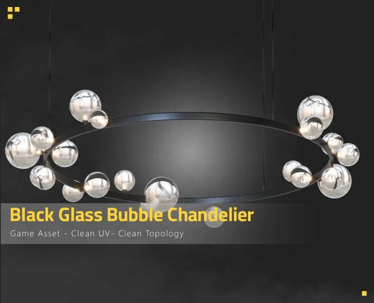 Black Glass Bubble Chandelier