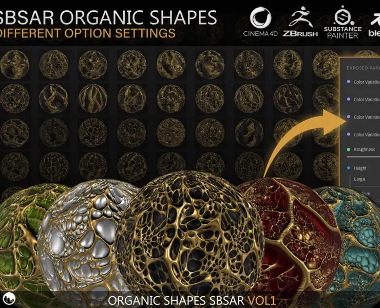 200 SBSAR Organic Shapes Materials