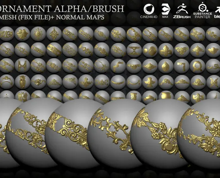 +267 Ornament IMM Brush/Normal/Alphas - Vol.3