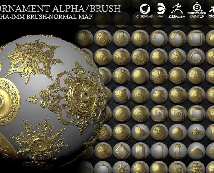 +132 Ornament IMM Brush/Normal/Alphas - Vol.2