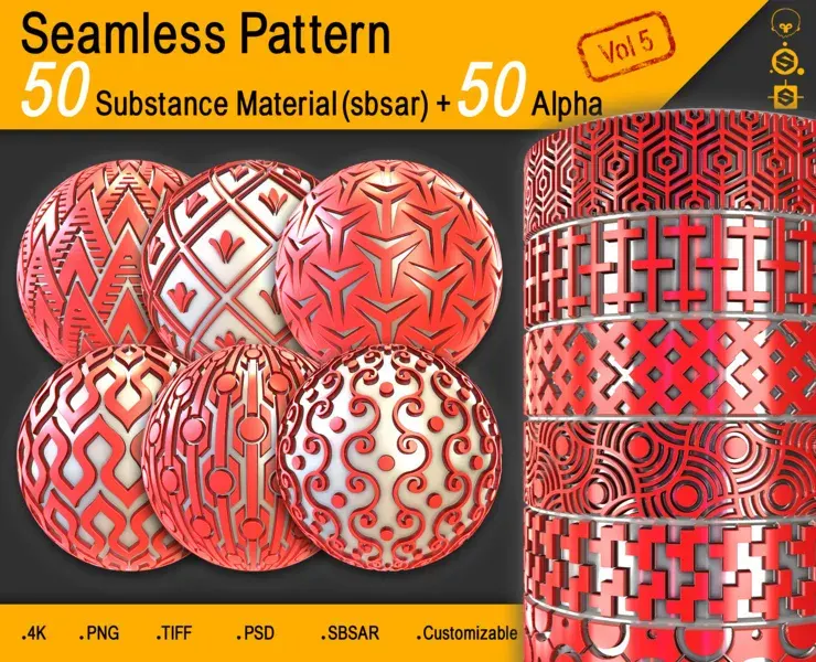 50 Seamless Pattern + Alpha (4K) Vol 5